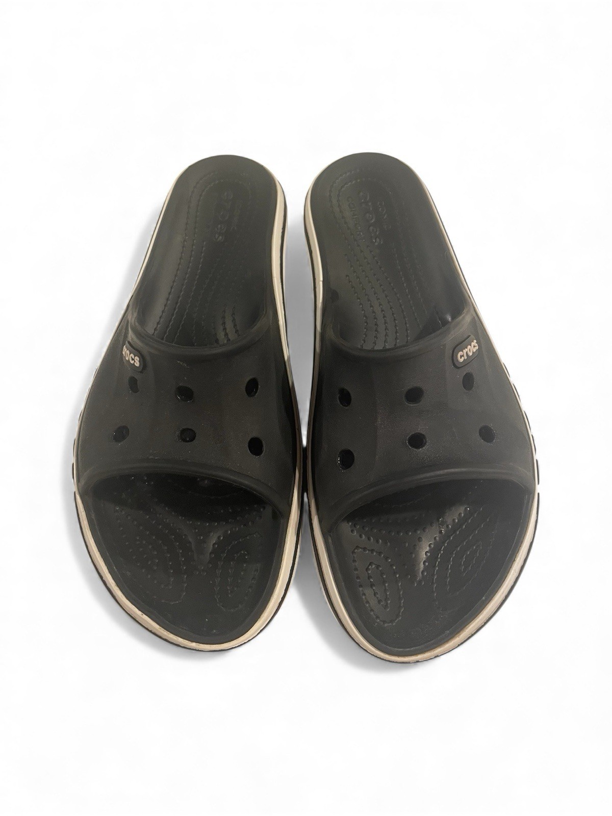 Crocs Unixes Adult Bayaband Slides Black & White Sandals W8/M6 Beach Resortwear