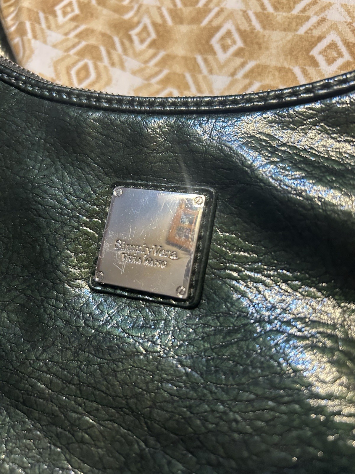 Simply Vera Vera Wang Black Hobo Shoulder Bag Zip Closure Silver Hardware