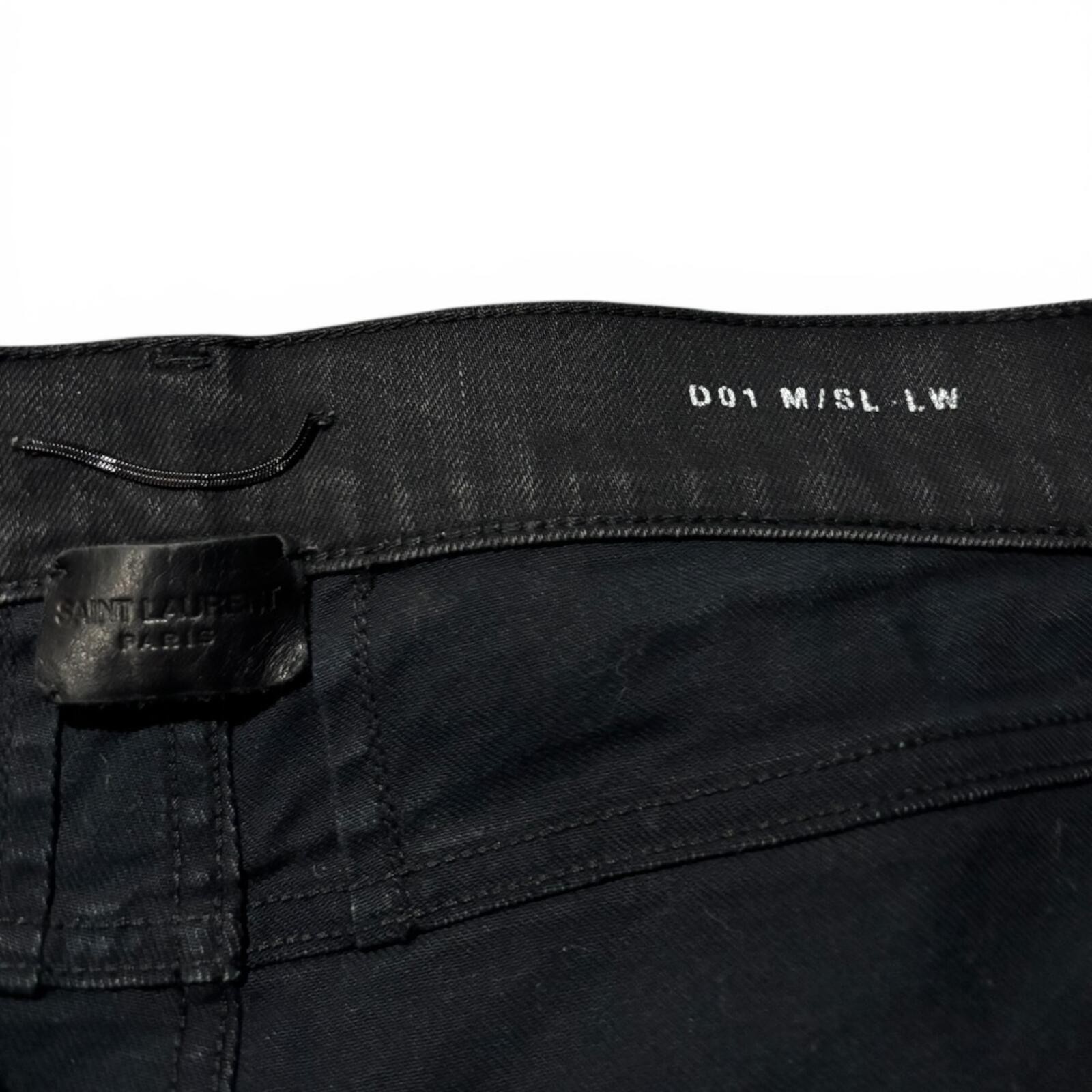 Saint Laurent Paris Black D01 Coated Denim Jeans