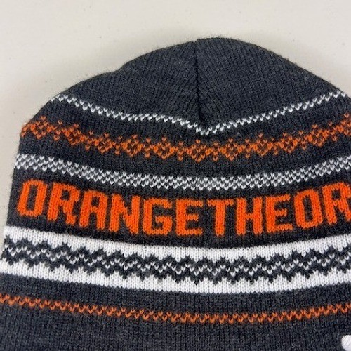 Orangetheory Fitness Beanie Knit Hat Charcoal Grey Orange Splat Logo Winter Cap