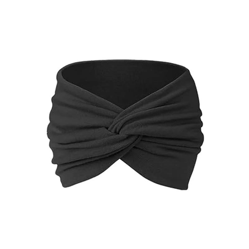 2pc Elastic Wide Headband Cotton Yoga Running Sports Hair Band Turban Headwrap