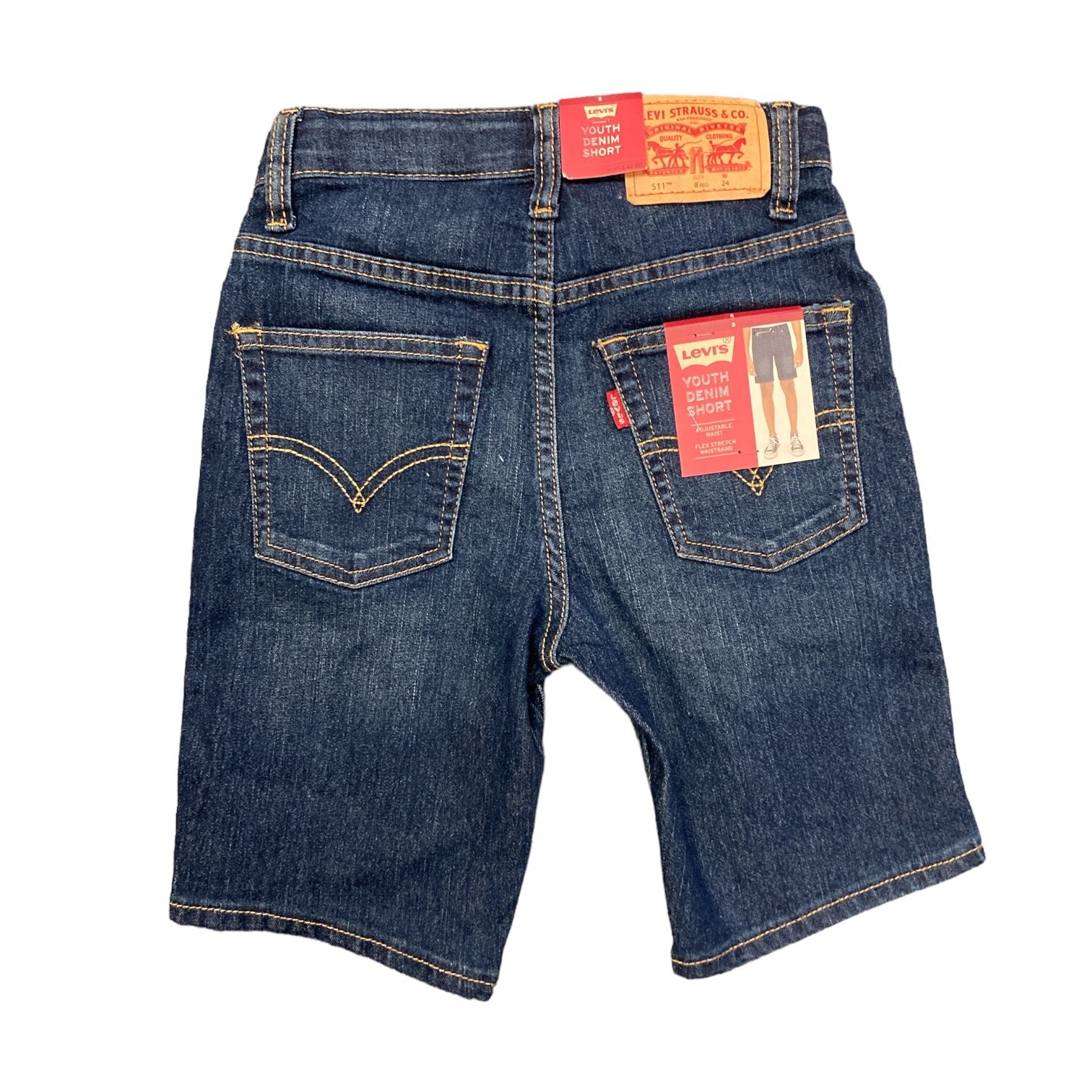 Levi’s Boy’s Zip Fly & Button Closure Belt Loops Adjustable Waistband Shorts