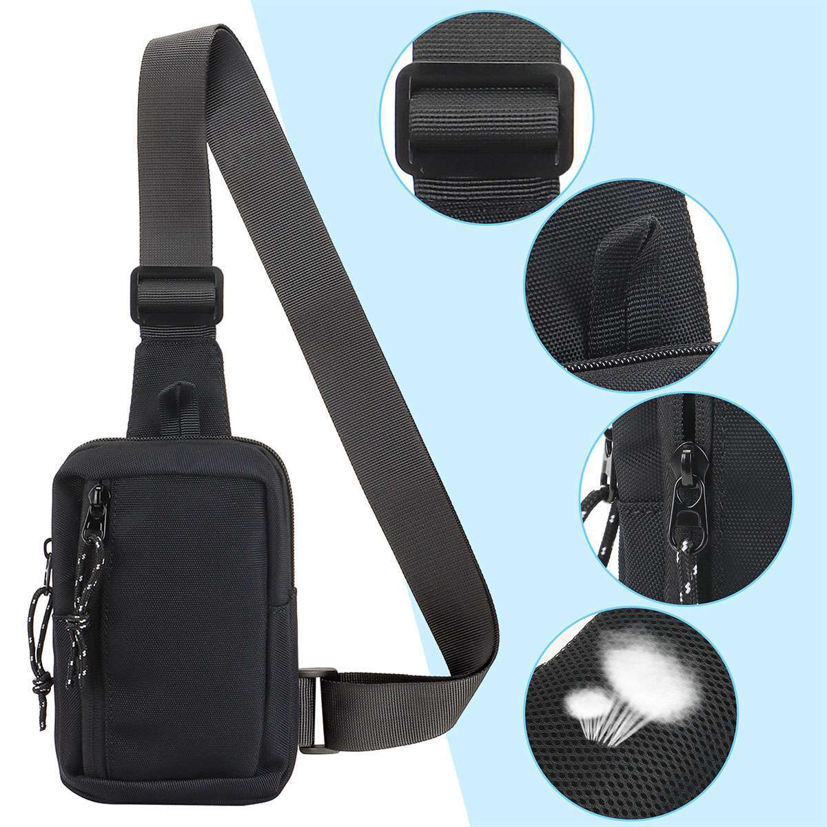 Men’s Shoulder Bag Oxford Chest Bag Sling Crossbody Bag Casual Travel Phone Bag