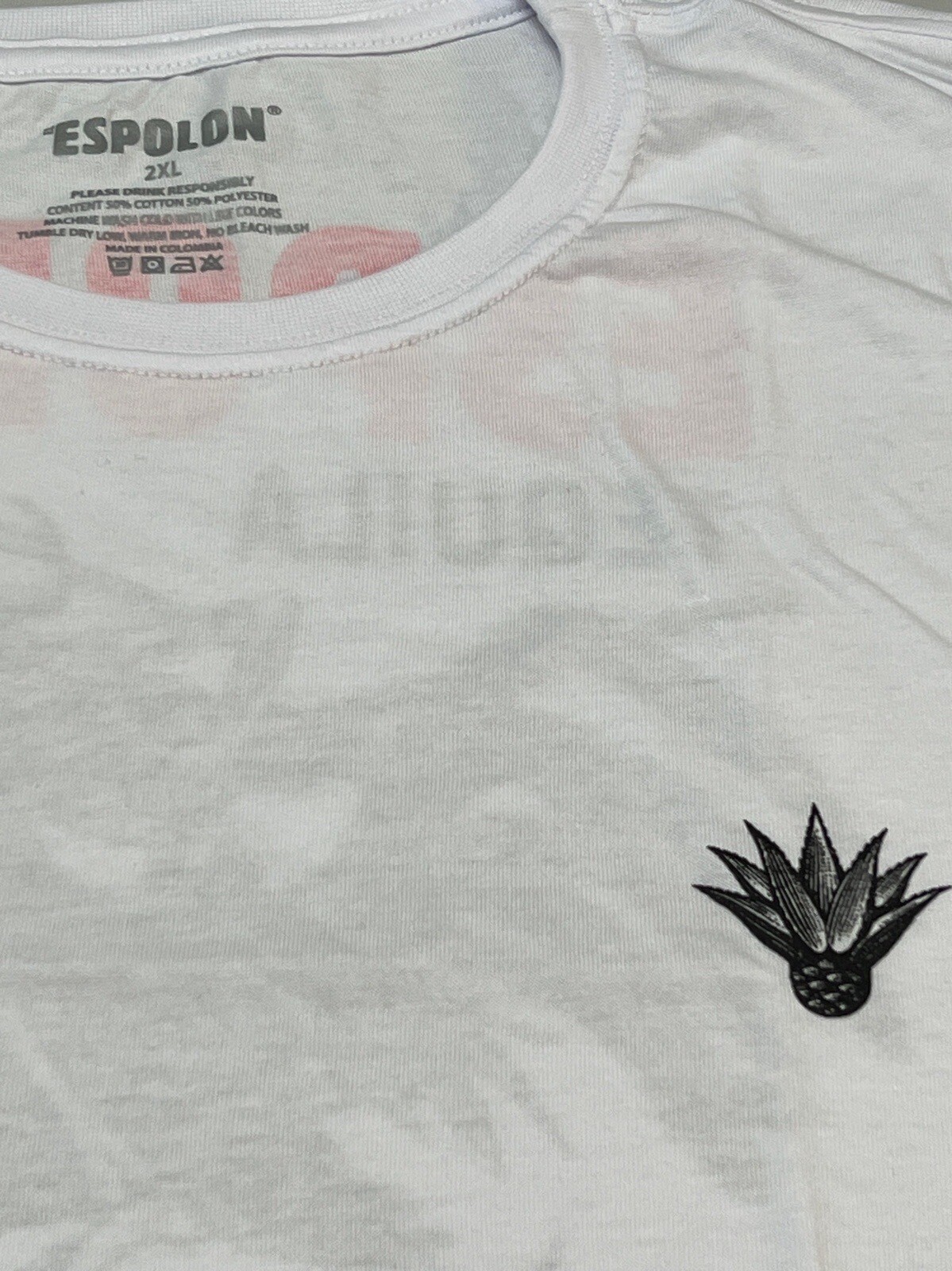El Espolon Tequila 2XL T-Shirt White XXL Promotional Skeleton & Rooster Agave