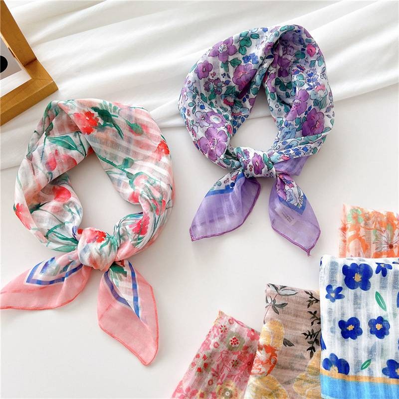 Scarf Hair Band All-Match Silk Scarf 55 Cotton Autumn Women’s Korean-Style