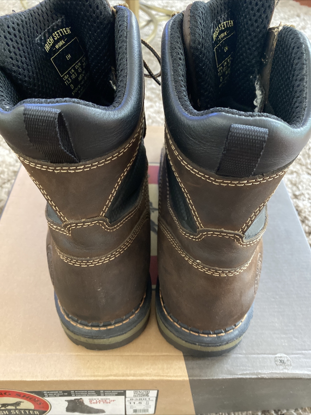 Red Wing Shoes Irish Setter Men’s 8” Lace-Up Soft Tuff Toe Boots Size 11.5M