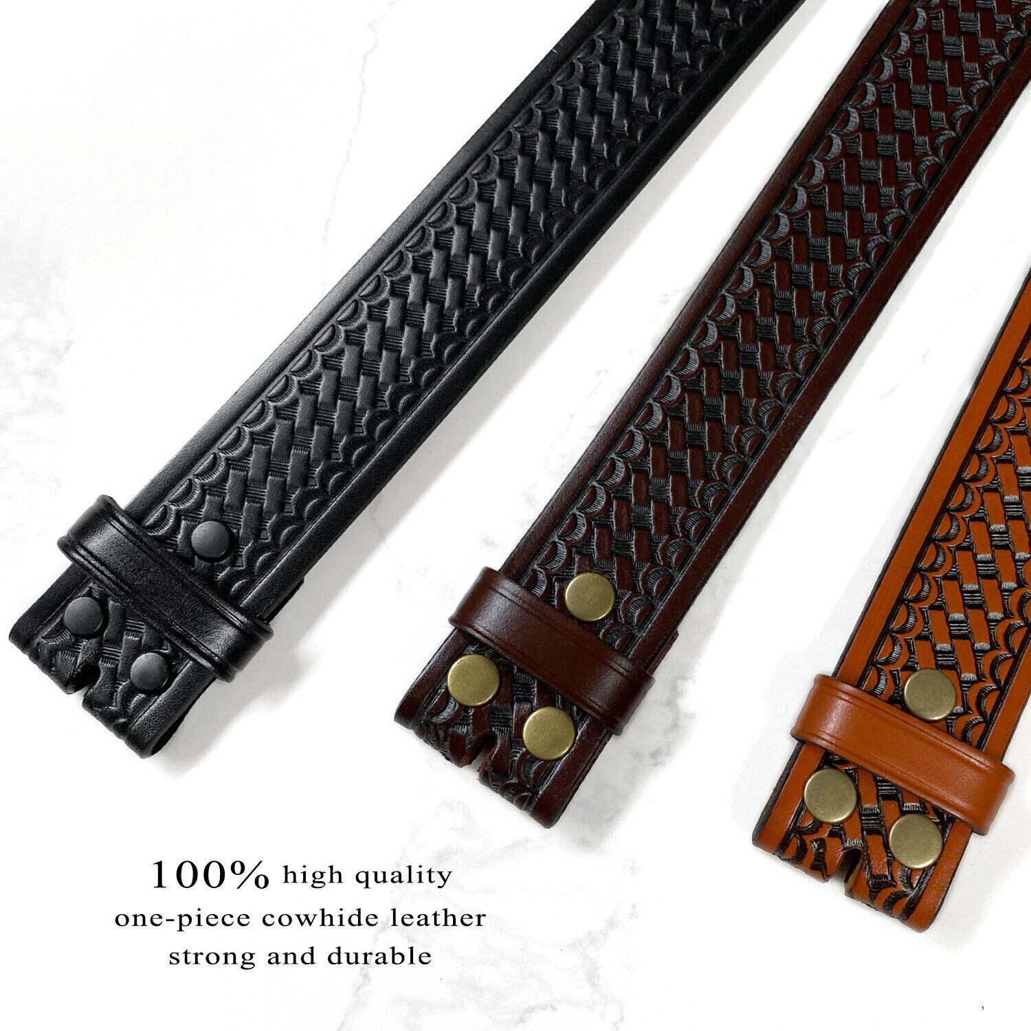 Men’s Basketweave Genuine One Piece Leather Utility Uniform Work Belt 1.75 Inch