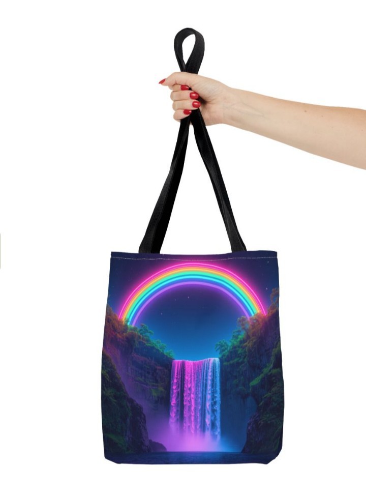 Tote Bag AOP Neon Rainbow And Waterfall