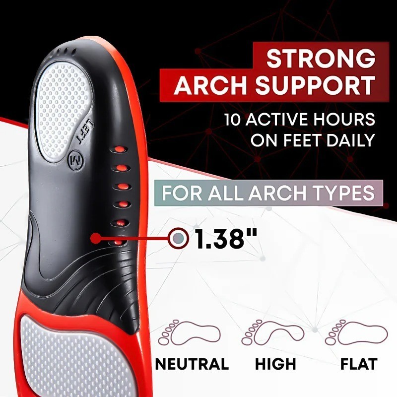 Plantar Fasciitis High Arch Support Insoles for Men Women, Arch Support Inserts