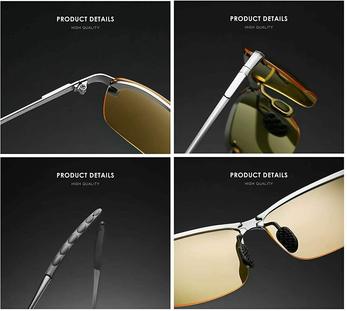 Tac HD Polarized Day & Night Vision glasses Men Driving Pilot Aviator sunglasses