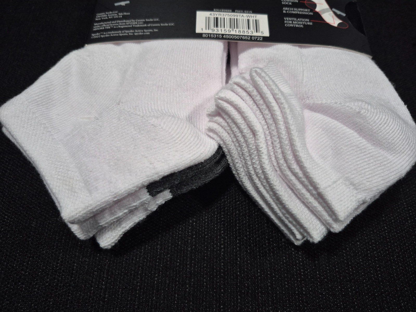 Spyder Low Cut Socks Women SZ 4-10 White 5 Pairs Sports Logo Half Cushioned