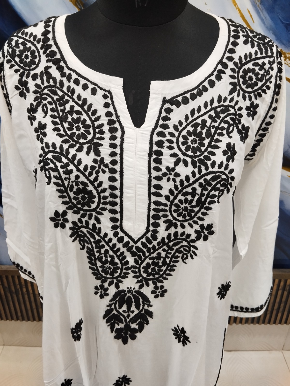 KURTI Co-Ord Set L XL 2XL 3XL 4XL 5XL HANDMADE CHIKAN EMBROIDERY 100% COTTON