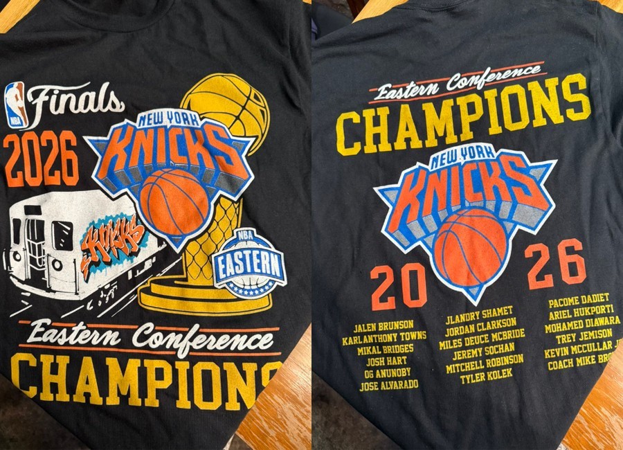 Hot Knicks Eastern Conference Champions Final 2026 black 2 side Shirt VK13657