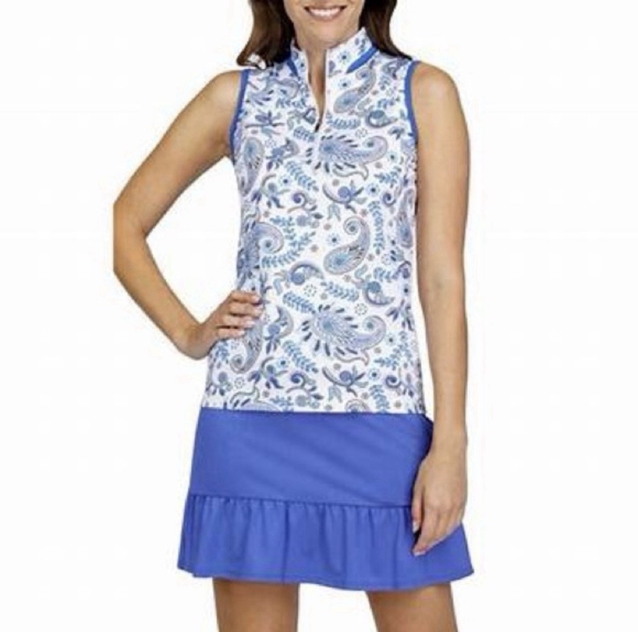 Tail Blue And White Paisley Tank Top. Size Medium