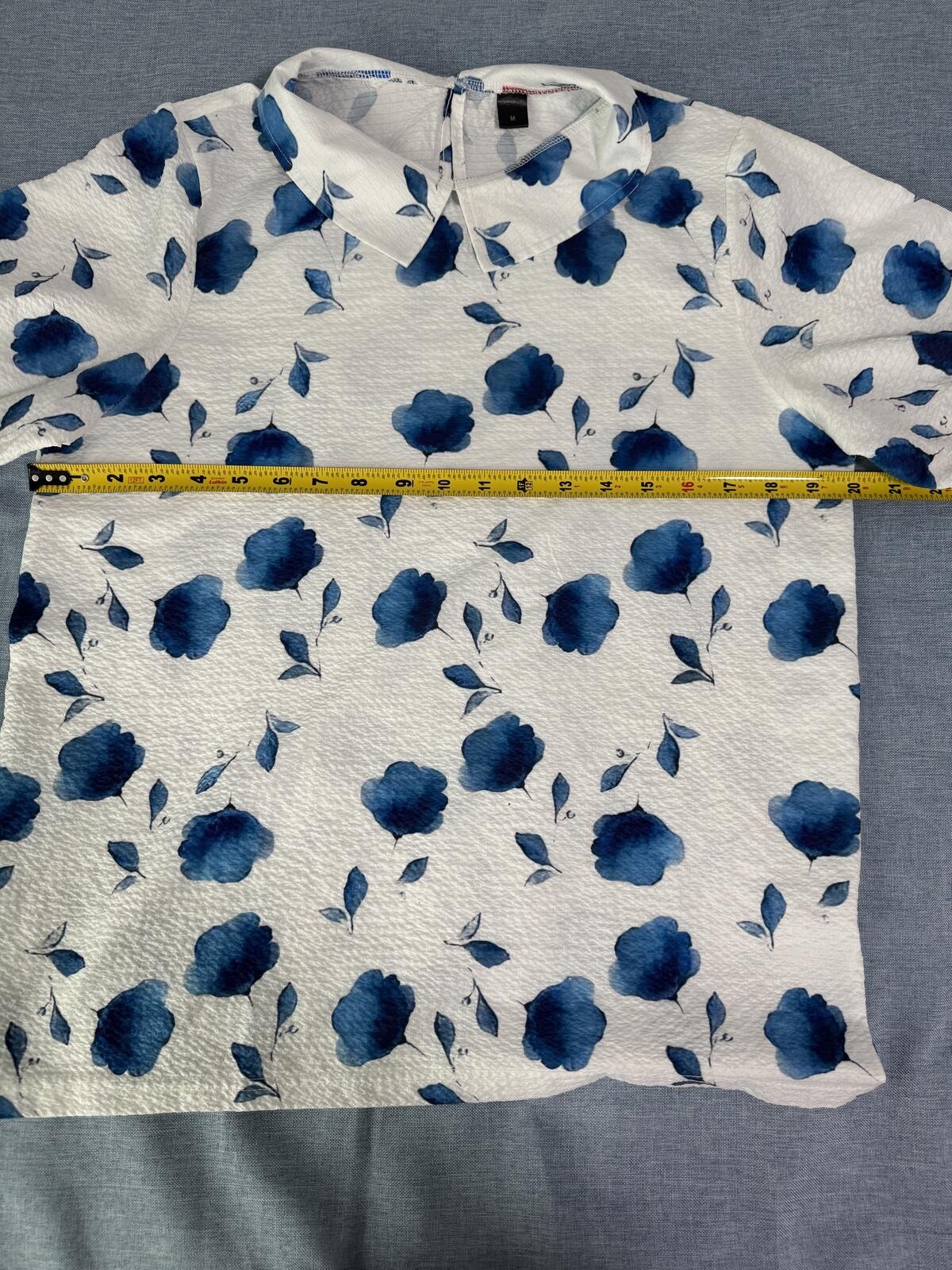 Blue Floral Peter Pan Collar Blouse | Cottagecore Romantic Office Chic Top