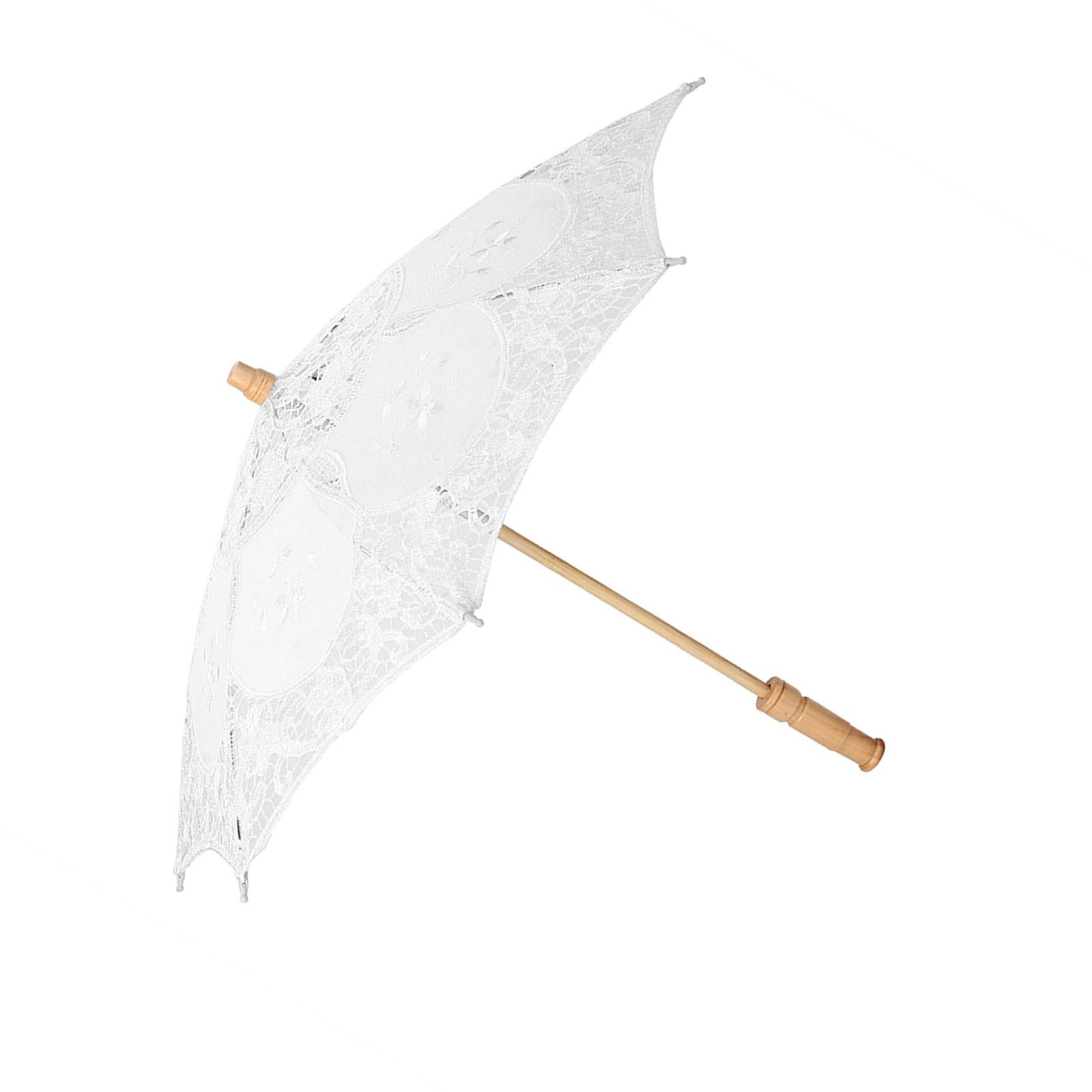 Handmade Lace Flower Embroidery Parasol Wedding Bride Photography Umbrella White