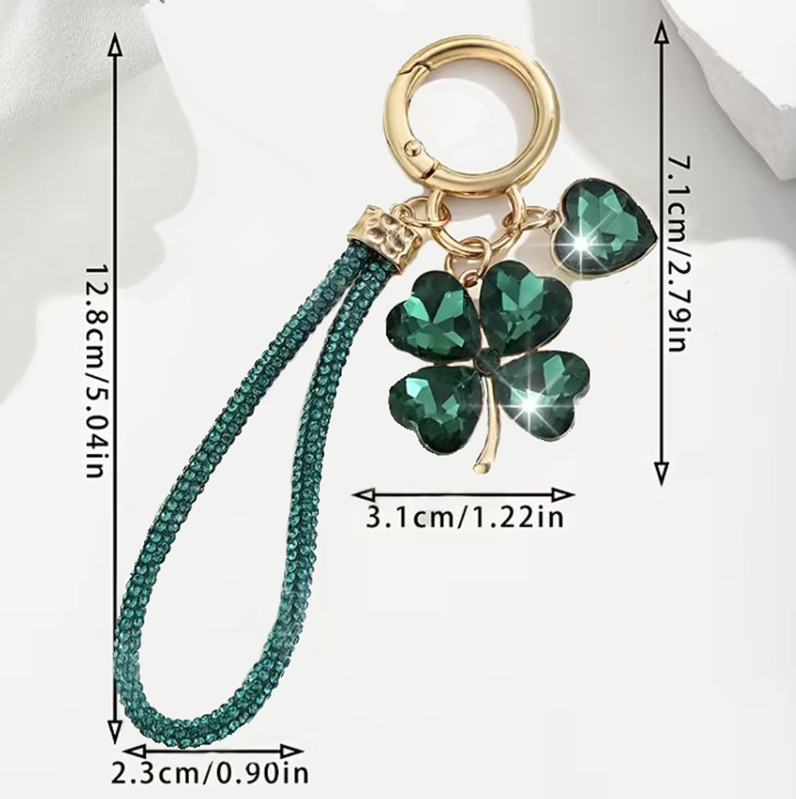 Crystal Four Leaf Clover Keychain Bag Charm Pendant Women Lucky Gift Car Key etc