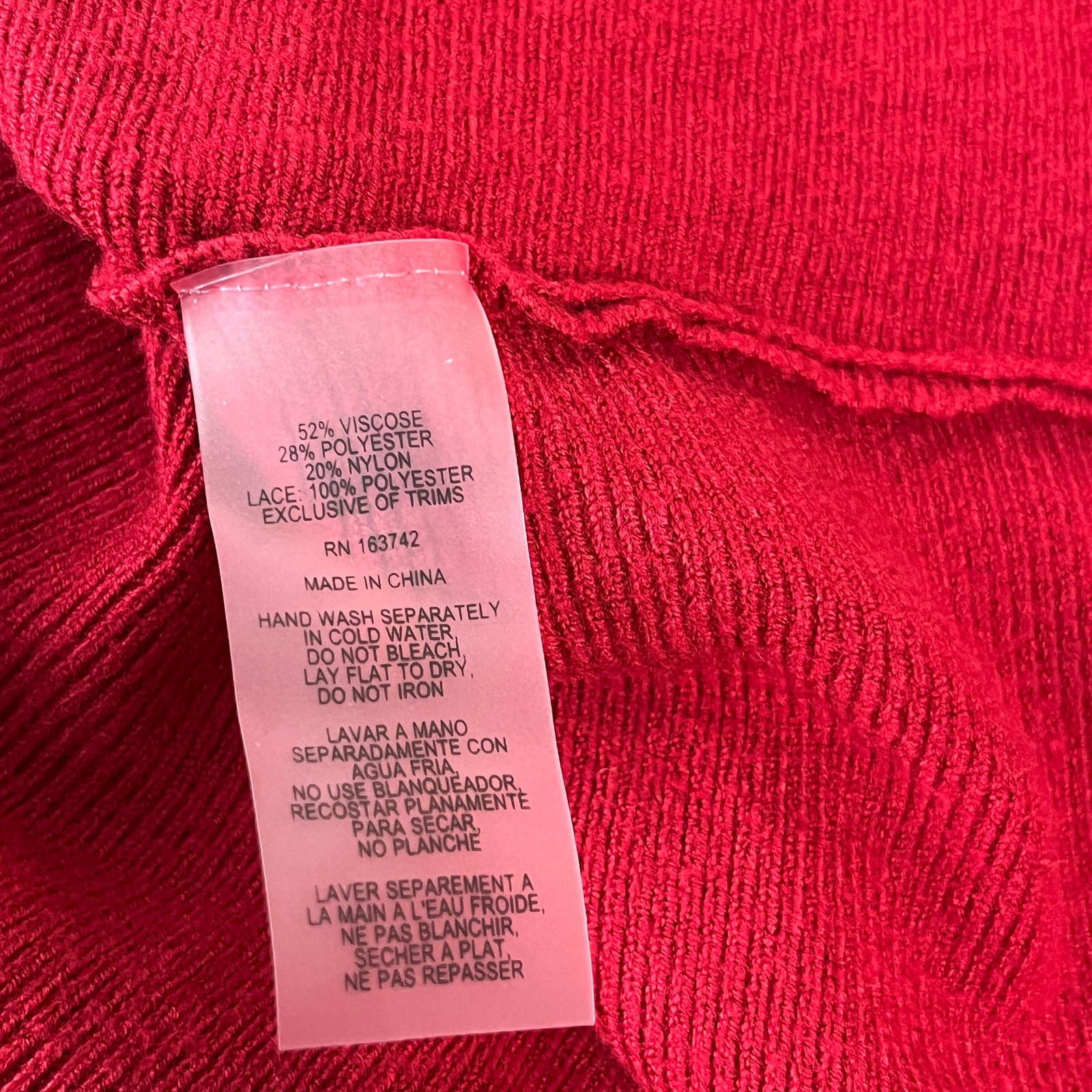 Tahari Top Womens 1X Red Knit Embellished Long Sleeve Tunic Casual Career Office