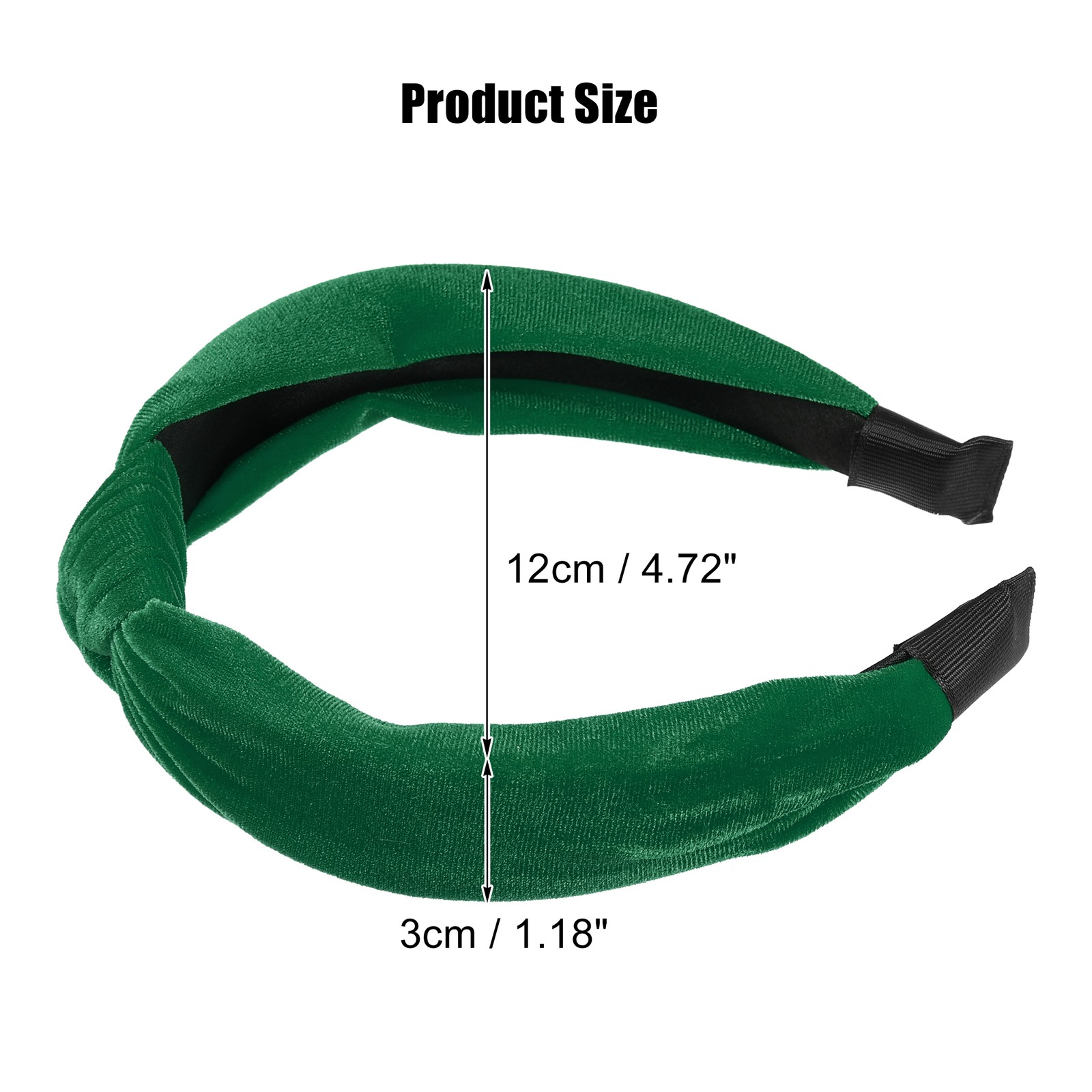 1Pcs Velvet Knotted Headband Knot Cross Hairband for Women Dark Green 1.2″ Wide