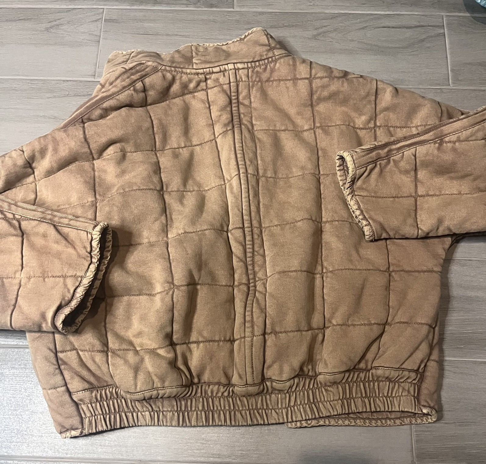Free People Dolman Quilted Knit Jacket Beige Size Large