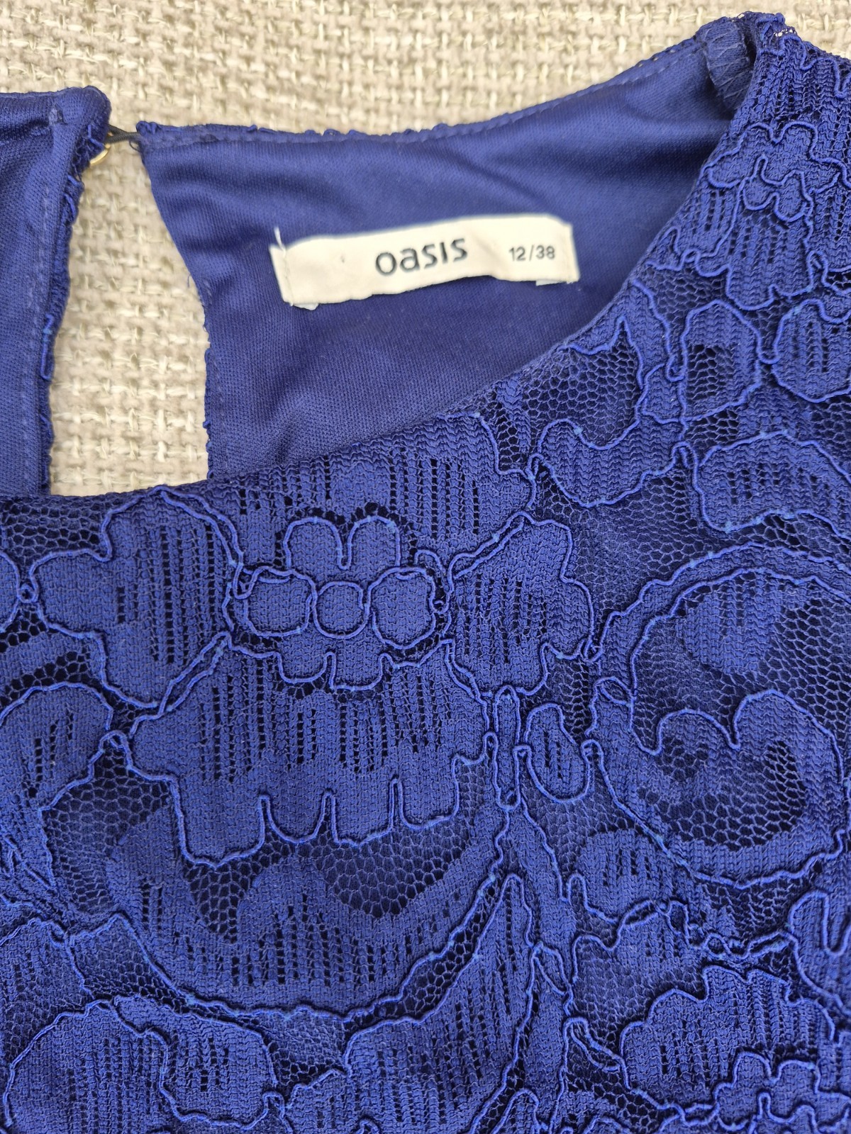 Oasis Royal Blue Lace dress. Size 12. Fully Lined. Good condition.