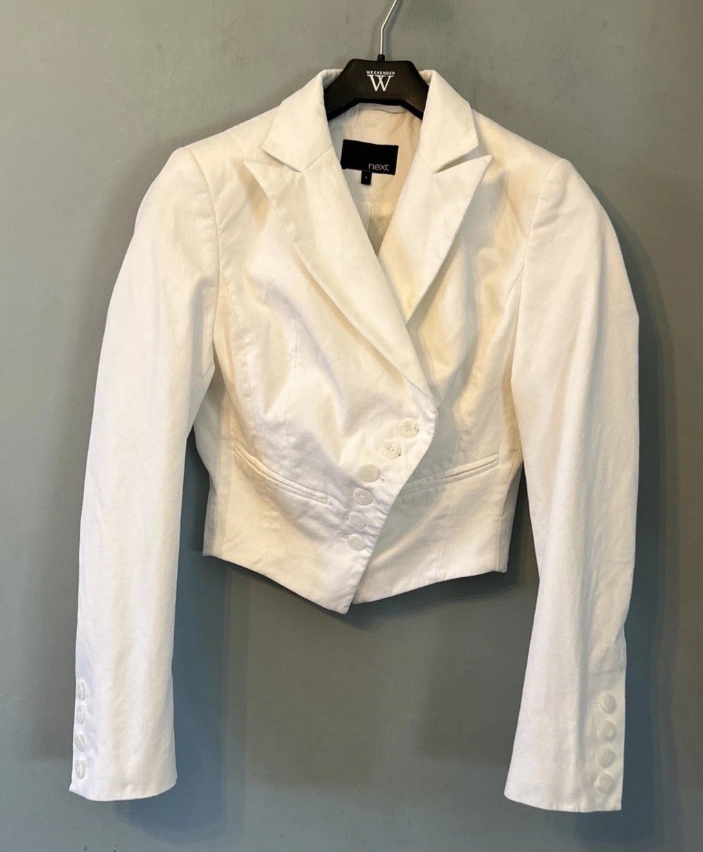 Next White Cotton Blazer Jacket Size 8 Fully Lined Excellent Condition