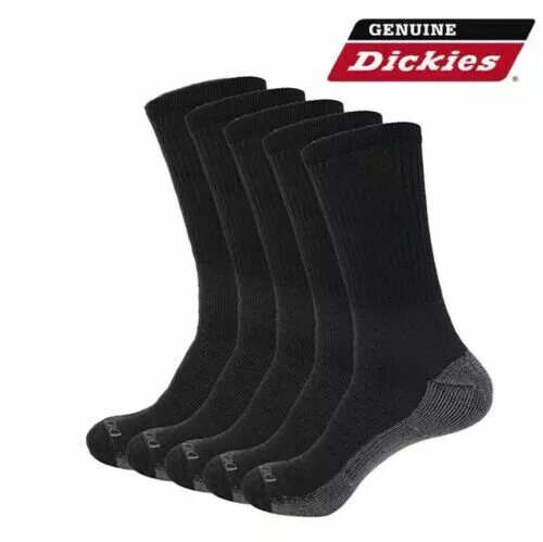 12 Pairs Men Dickies Dri-tech Moisture Control Crew Socks Black 10-13