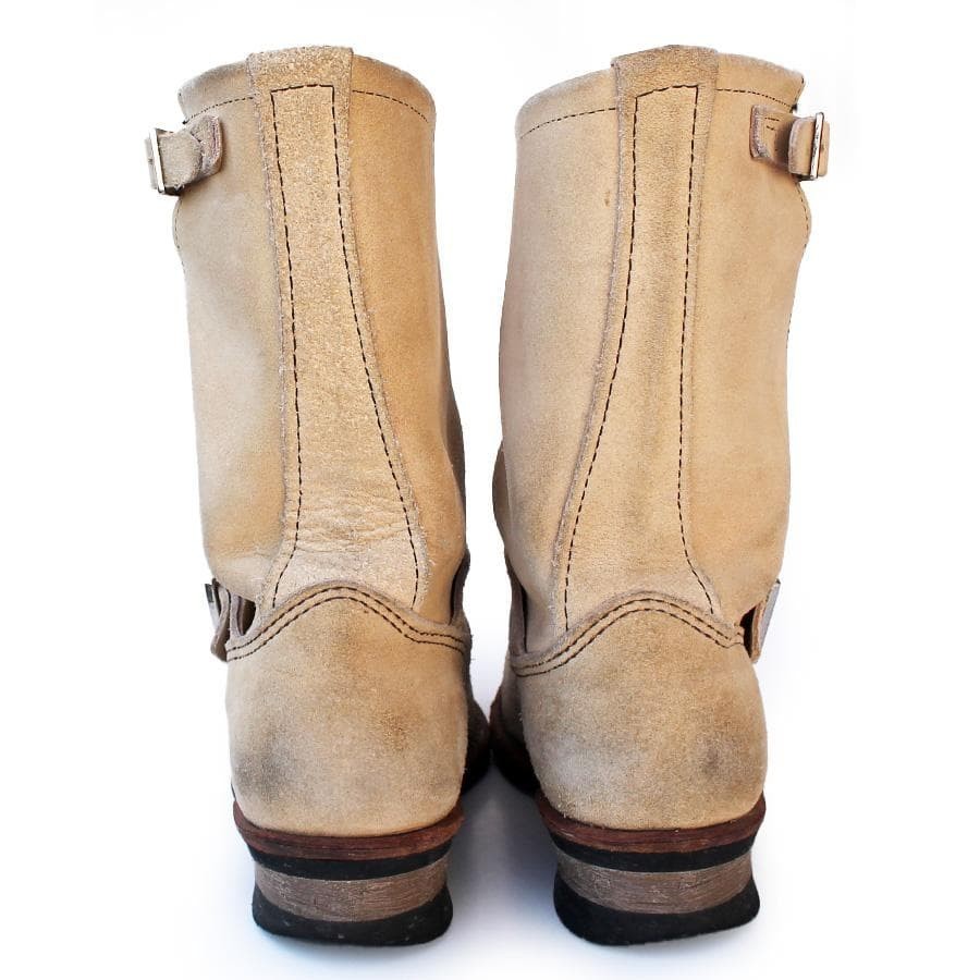 Red Wing 8268 Engineer Biker Boots Men’s 8.5 D Beige Abilene Roughout Steel Toe
