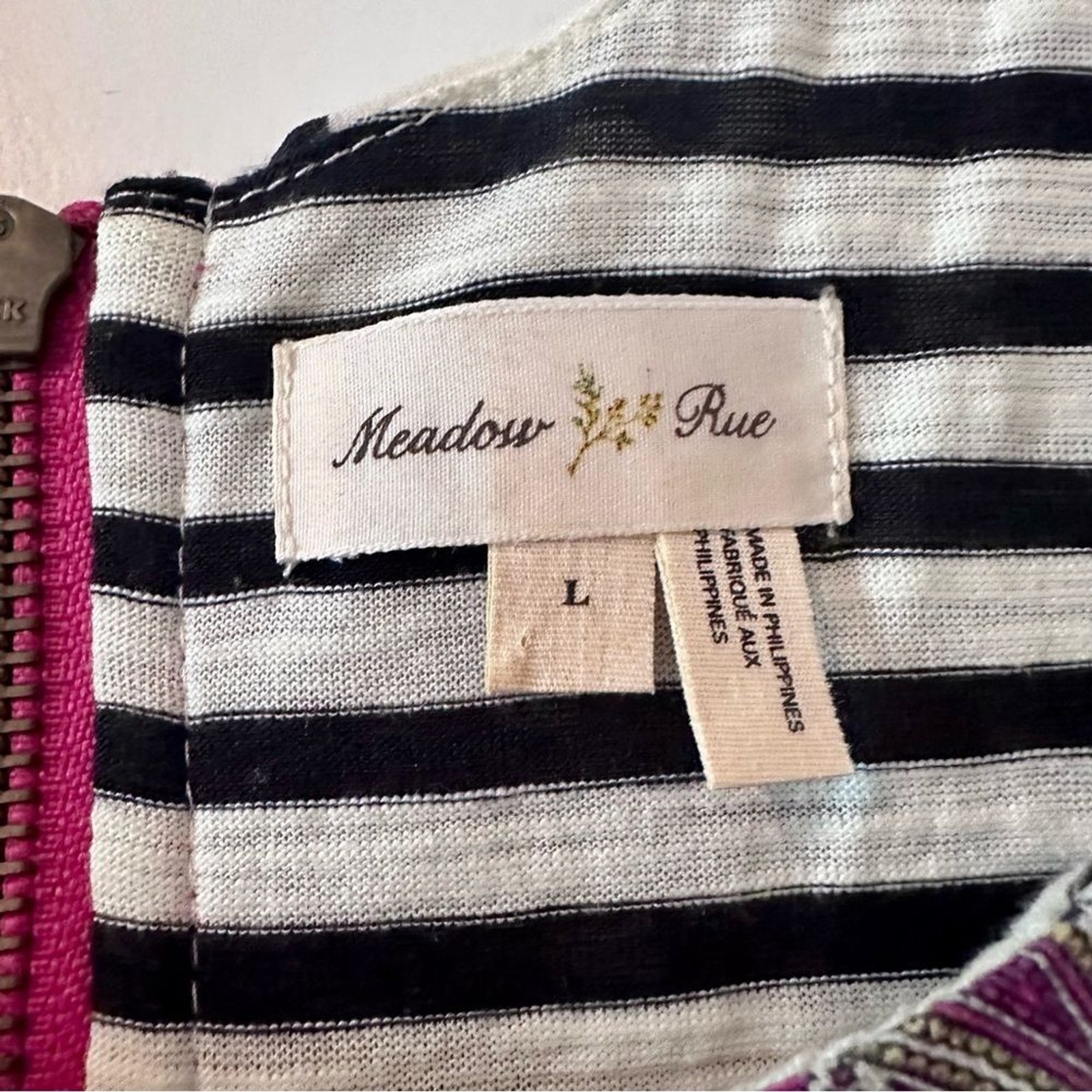 L Meadow Rue tank top with paisley and black and white stripes