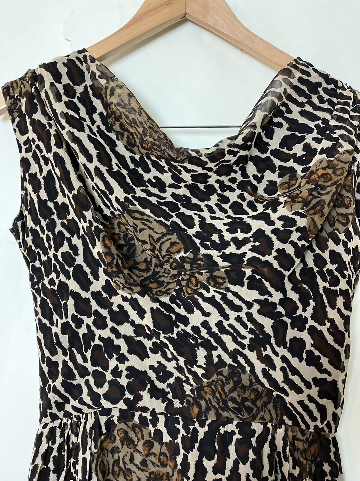 Vintage 50s Marjorie Michael Bullocks Silk Animal Print Dress S