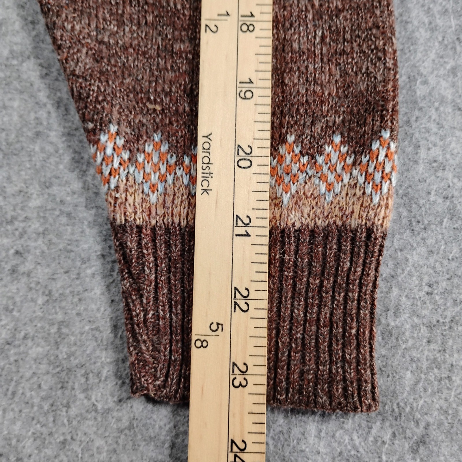 BFD Vintage Men Brown Fair Isle Geometric Acrylic Knit Crewneck Sweater USA Made