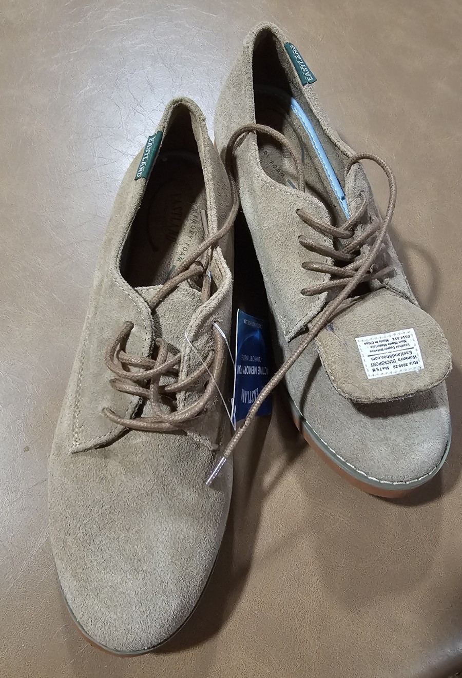 Eastland Bucksport Men’s Beige Suede Oxford Lace-Up Comfort Shoes US 7 M