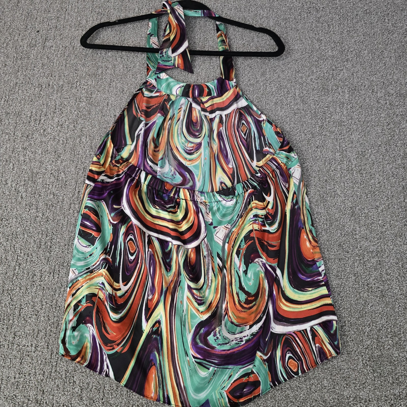The Limited Abstract Swirl Halter Silk Top Womens Large Psychedelic Y2K