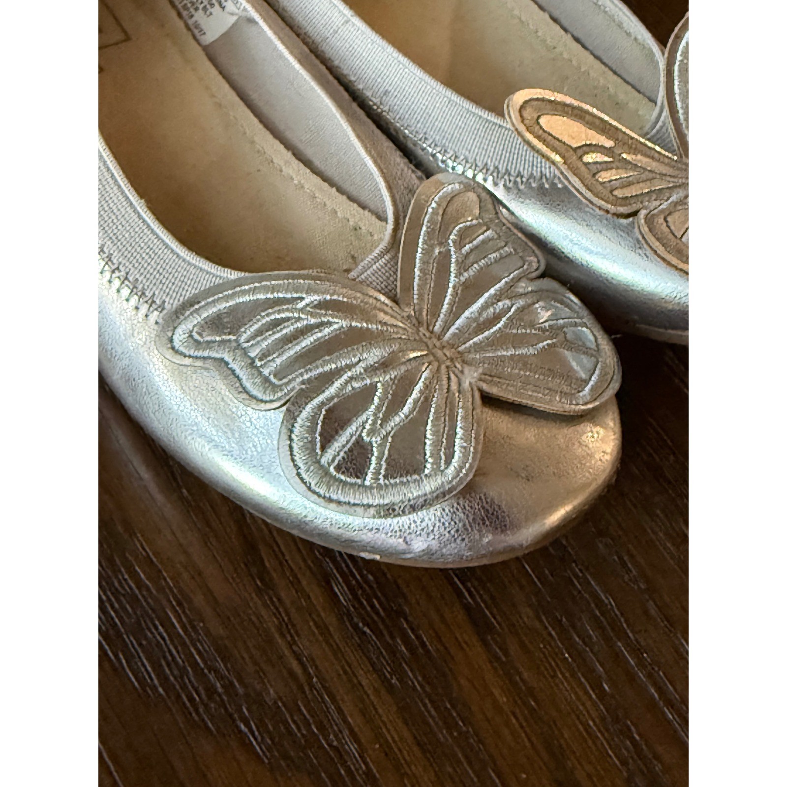 Gap Kids Ballet Flats Kids Size 13 Silver Butterfly Metallic Dress Shoes