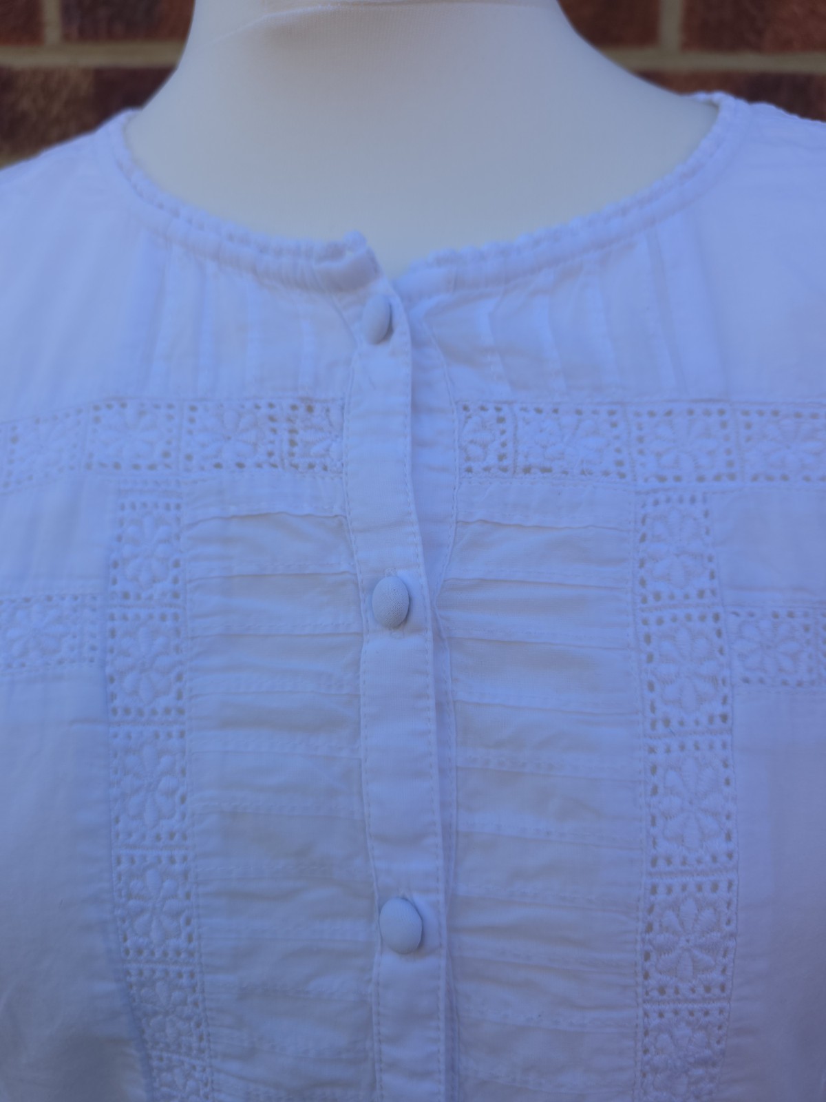 Marks & Spencer White 100% Cotton Anglaise Broderie Openwork Embroidered Blouse