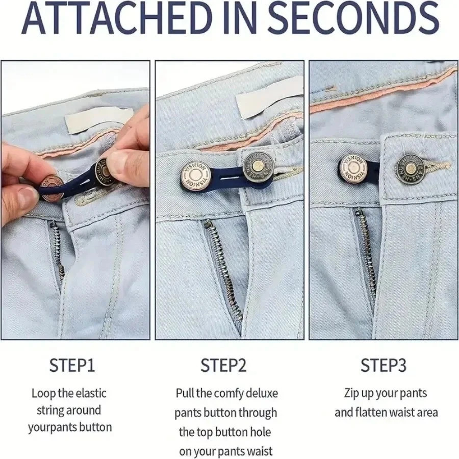 6PCS Jeans Button Extender Adjustable Waist Extender for Men Women Pants