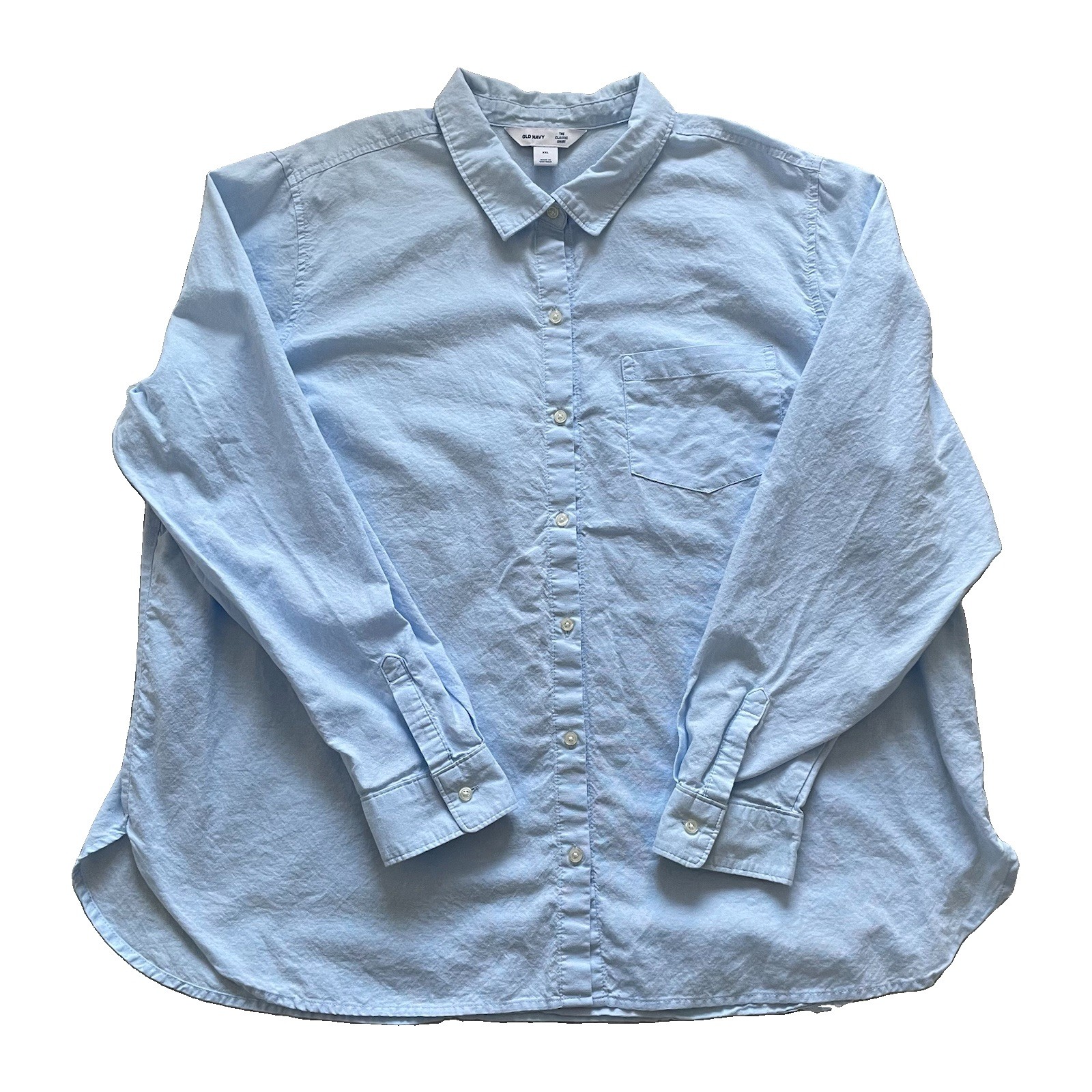 Old Navy Classic Women’s Shirt XXL Blue Oxford Button Front 100% Cotton Top