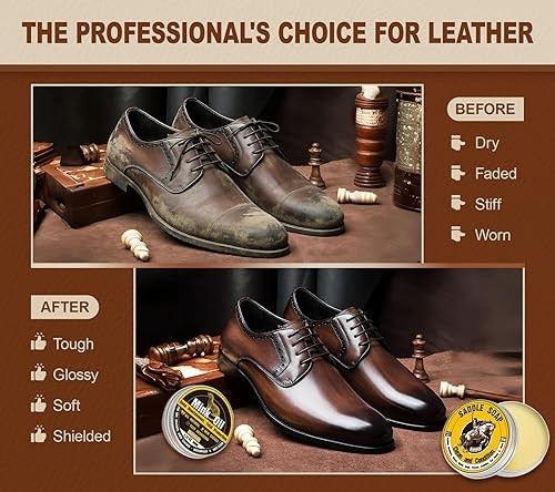 Leather Boot Care Kit 6 in 1 Mink Oil Saddle Soap Shoe Cleaner Conditioner
