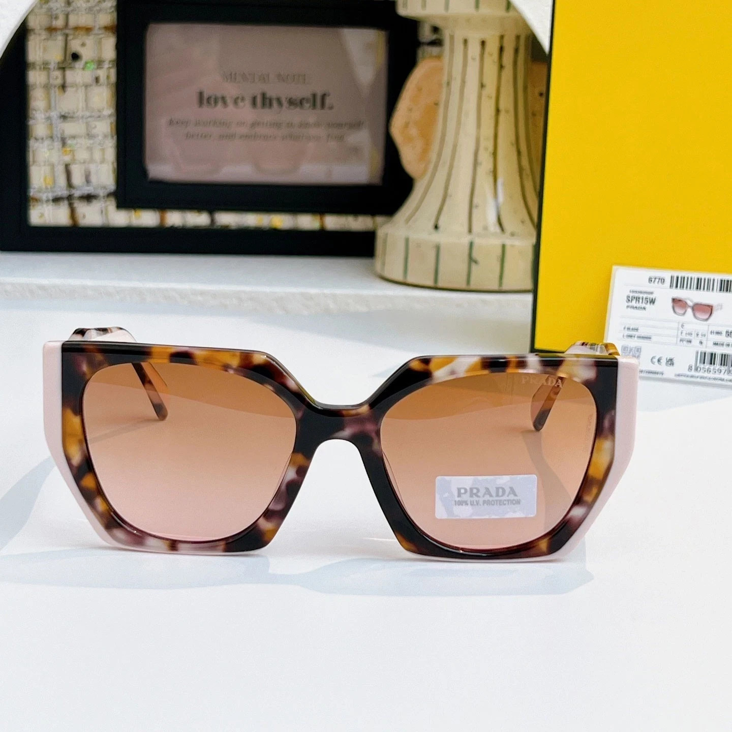 PRADA PR 15WS Women’s Sunglasses 01R0A6 Tortoise Caramel Powder Brown Grad w/Box