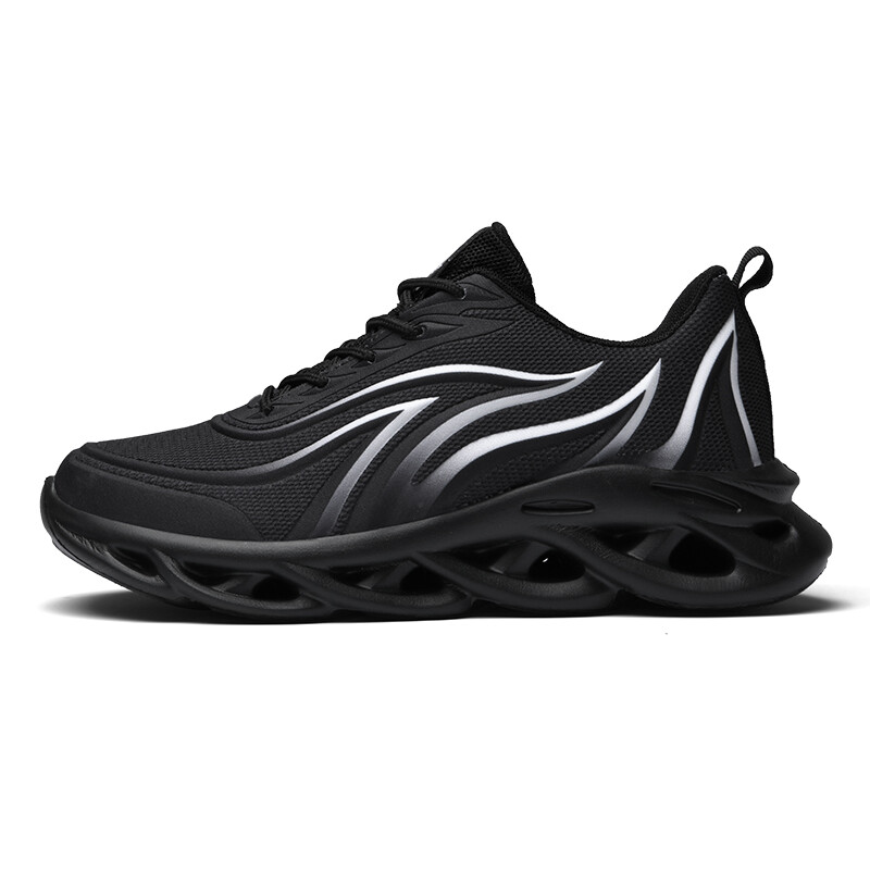 Men’s Flame Printed Sneakers Flying Weave Sports Shoes Lace-up Breathable Shoes
