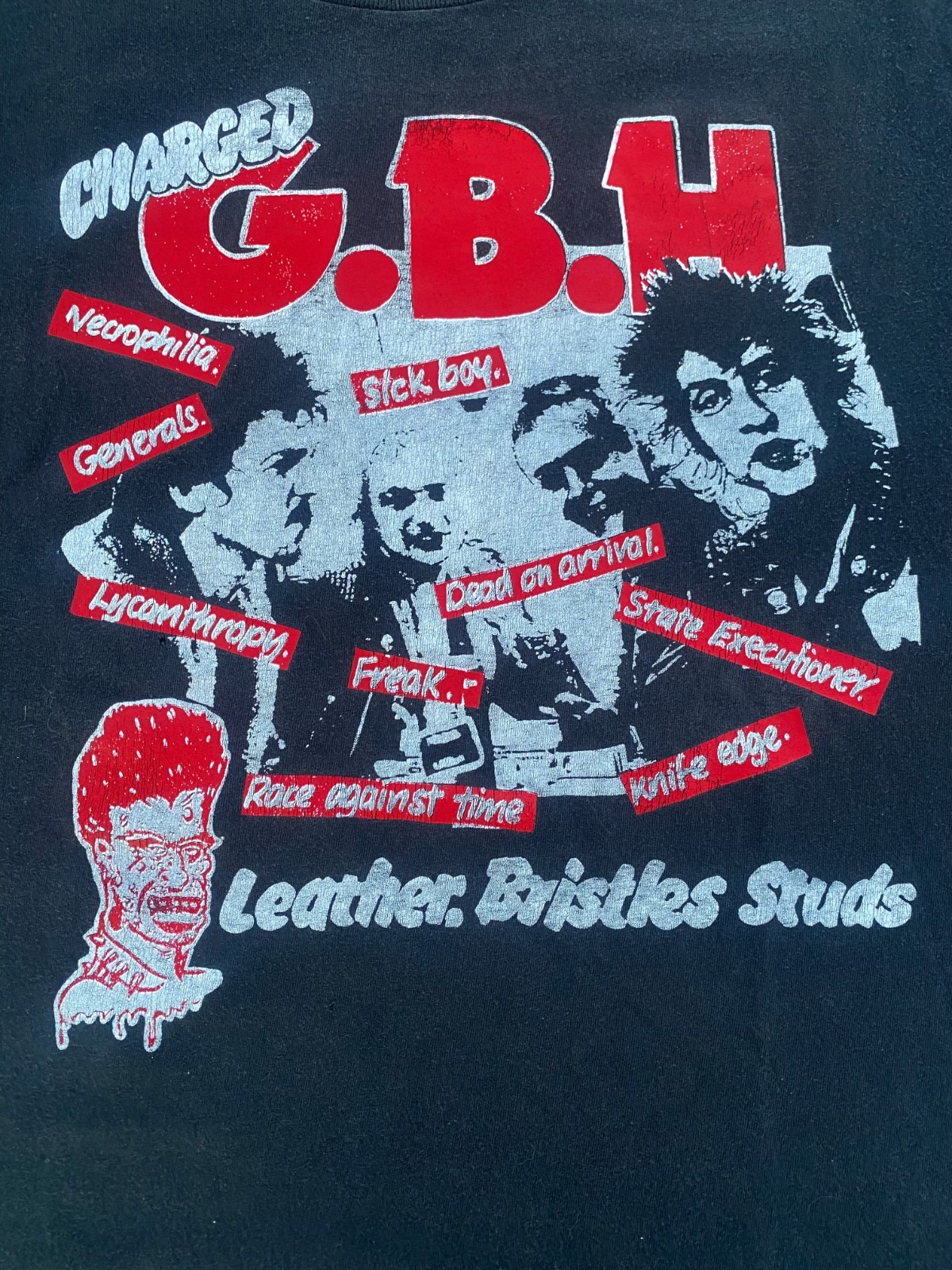 1980’S SINGLE STITCH “CHARGED GBH” FADED PUNK TEE (XL