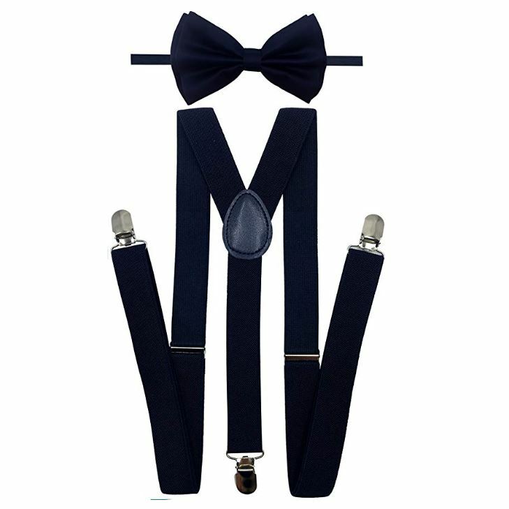 Navy Blue Color of Mens Suspender & Bow Tie Wedding Formal Dress Accessories