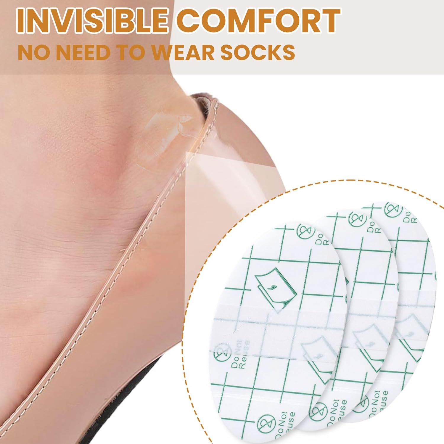 40Pcs Invisible Heel Anti-Wear Stickers, Self-Adhesive Heel Protectors Pad, Tran