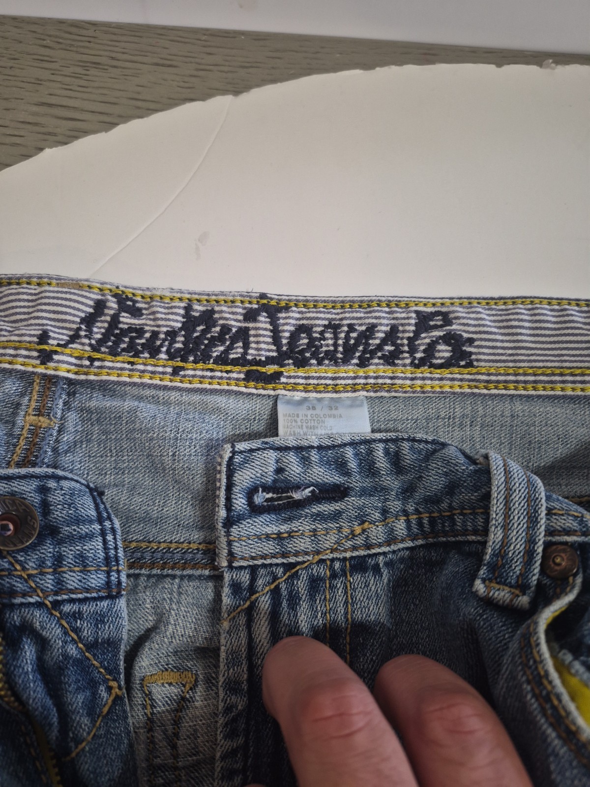 Men’s Nautical Jeans Size 38×32 Relaxed Fit Light Washed