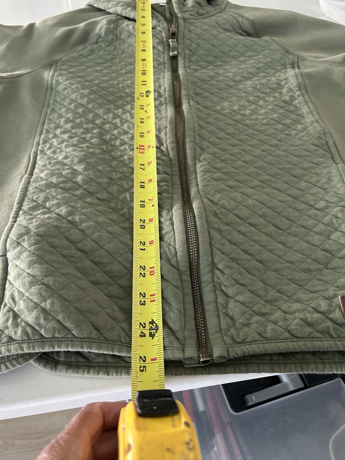 LL Bean Quilted Olive Green Zip Up Sweat Shirt Jacket Size Medium