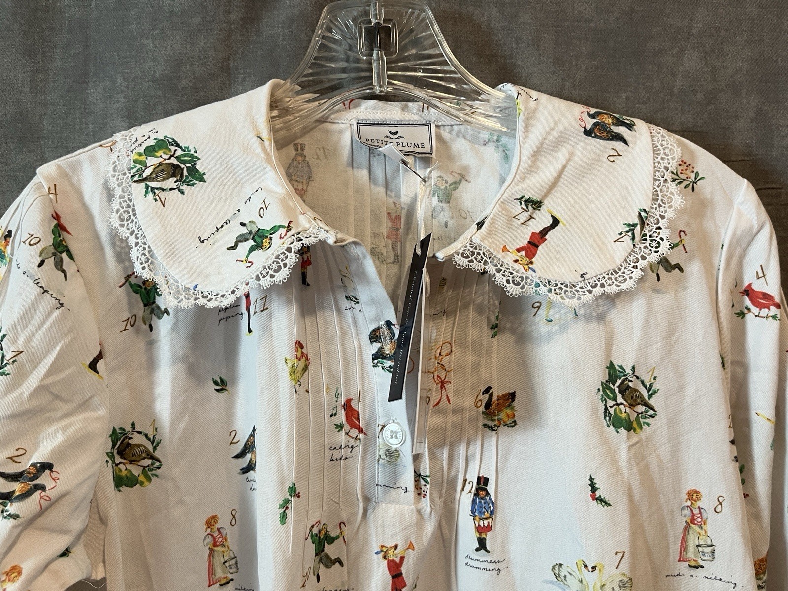 New girl’s size 14 Petite Plume nightgown 12 Days of Christmas white