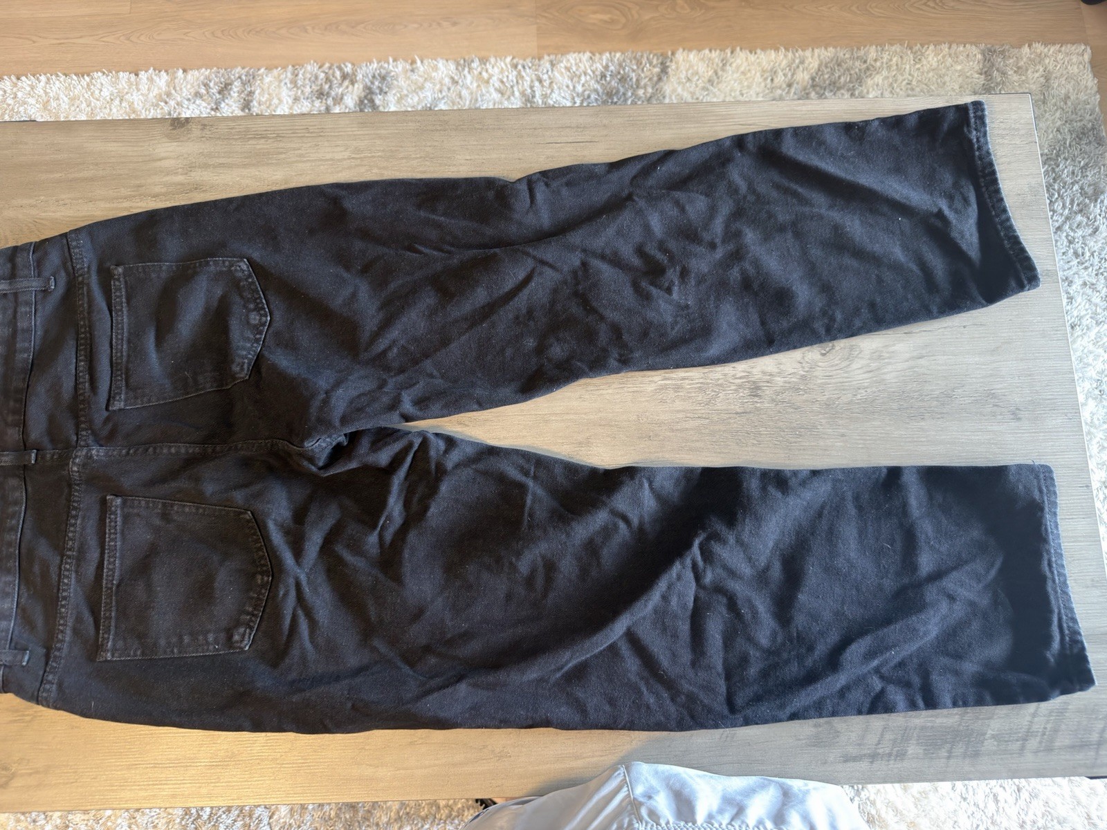 Men’s Black Dark Wash Skinny Slim Denim Jeans Distressed Embroidered M