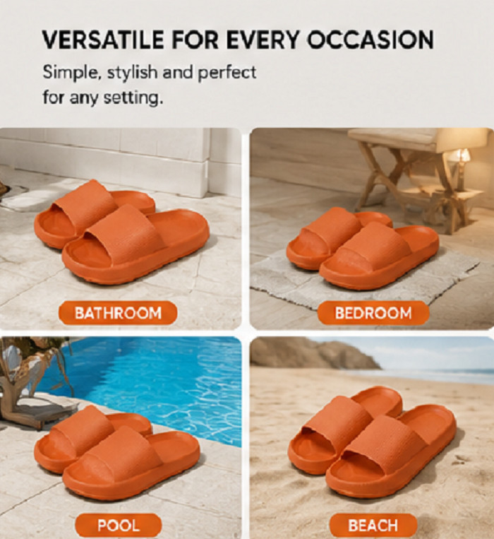 Size 36 Cloud Pillow Slippers, Ultra-Soft Quick-Dry Bathroom Slippers Orange