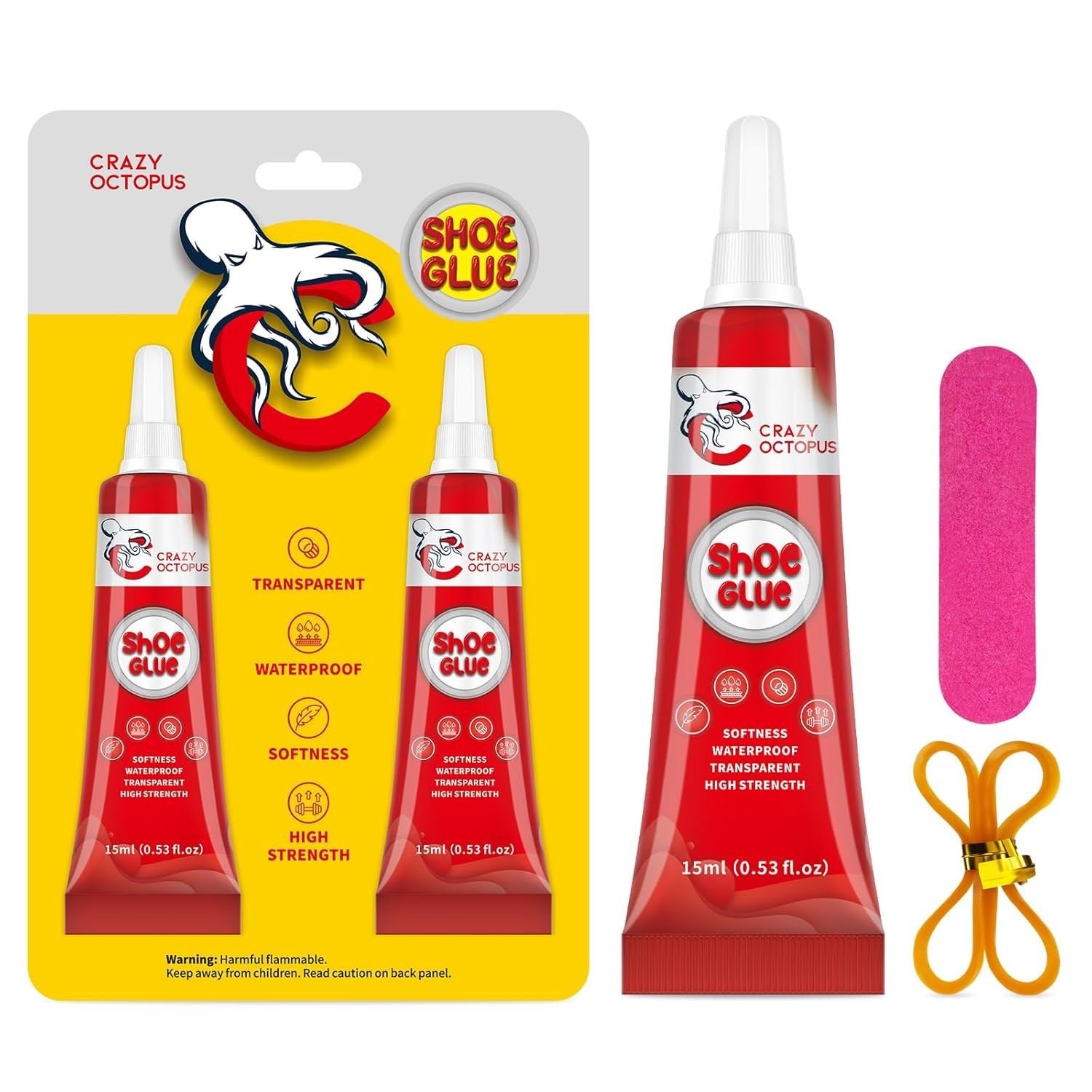 Shoe Glue, Strong Clear Shoe Repair Glue for Sneakers, Boots, Handbags, Soles, H