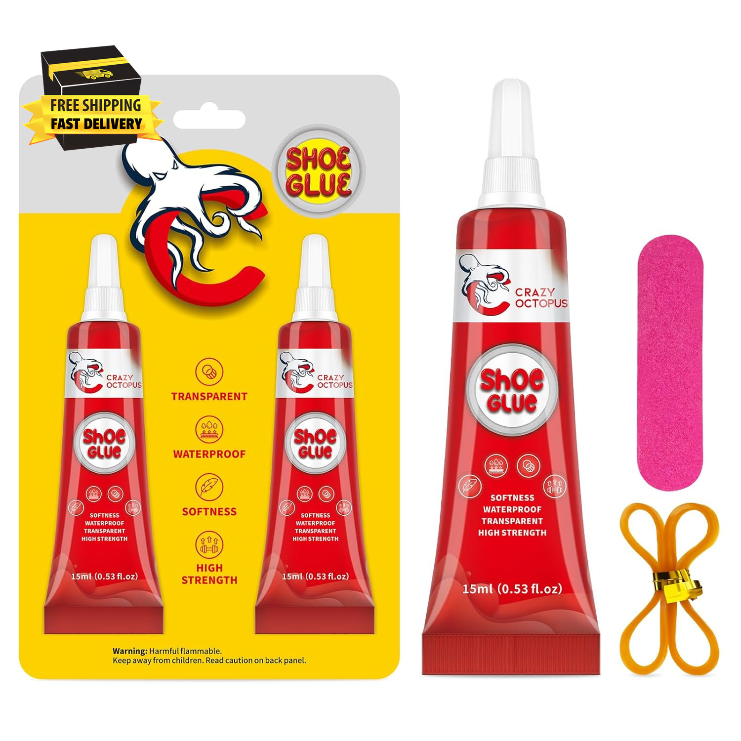 Shoe Glue, Strong, Clear Shoe Repair Glue for Sneakers, Boots, Handbags, Soles,